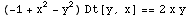 (-1 + x^2 - y^2) Dt[y, x] == 2 x y