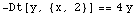 -Dt[y, {x, 2}] == 4 y